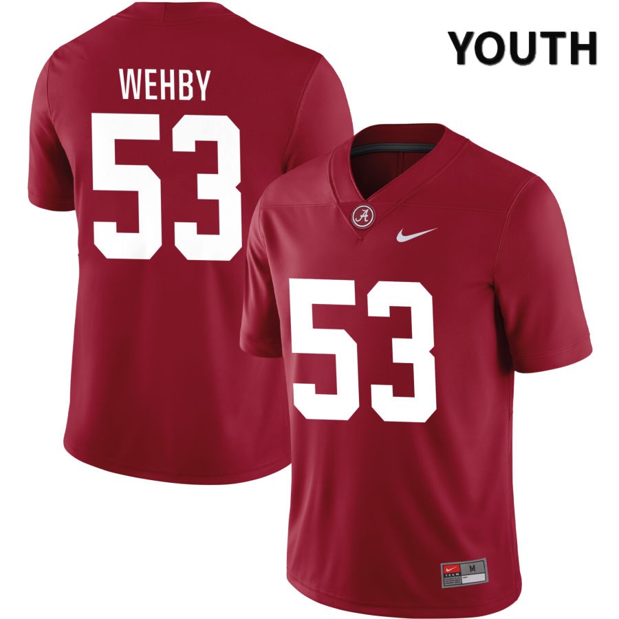 Alabama Crimson Tide Youth Kade Wehby #53 NIL Crimson 2022 NCAA Authentic Stitched College Football Jersey NL16B81SN
